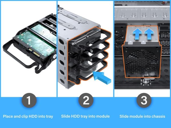 Rosewill RSV-L4000U 4U Server Chassis Rackmount Case | 8 3.5" HDD Bays, 3 5.25" Devices | E-ATX Compatible | 5 Front 120mm Fans, 2 Rear 80mm Fans | USB 3.0, 2.0 | Front Panel Lock | Silver/Black - Image 4