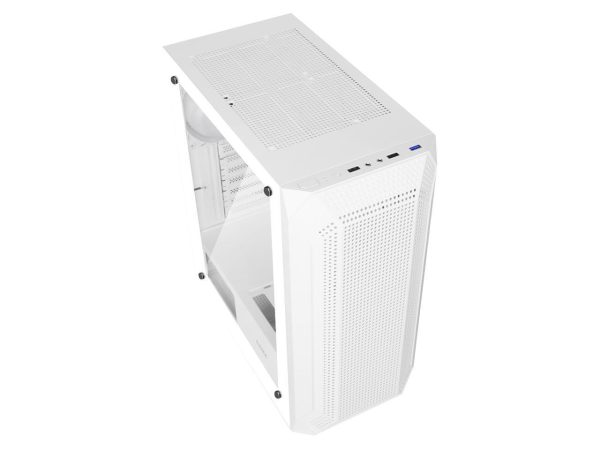 SAMA SAMA-Z4 White Steel / Tempered Glass ATX Mid Tower Computer Case w/ 4 x 120mm ARGB LED Fans (Pre-Installed) - Image 4