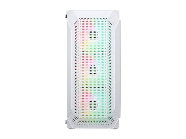 SAMA SAMA-Z4 White Steel / Tempered Glass ATX Mid Tower Computer Case w/ 4 x 120mm ARGB LED Fans (Pre-Installed) - Image 2