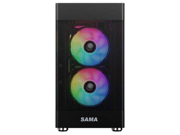 Sama ARGB-Q5-BK Black USB3.0 Tempered Glass Micro ATX Tower Gaming Computer Case w/  3 x 120mm ARGB Fans (Pre-Installed) - Image 3