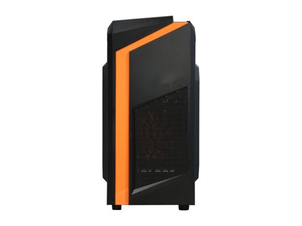 DIYPC  DIY-F2-O Black/Orange USB 3.0 Micro-ATX Mini Tower Gaming Computer Case with 2 x Orange LED Fans (Pre-installed) - Image 2