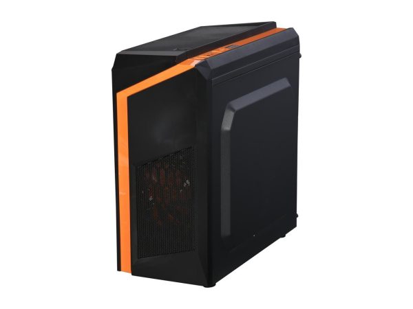 DIYPC  DIY-F2-O Black/Orange USB 3.0 Micro-ATX Mini Tower Gaming Computer Case with 2 x Orange LED Fans (Pre-installed) - Image 3