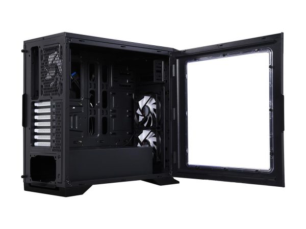 DIYPC Silence-BK-Window Black Dual USB 3.0 ATX Mid Tower Silent Computer Case with Build-in 3 x White Fans (2 x 120mm Fan x Front, 1 x 120mm Fan x rear), w/Fan Controller - Image 5