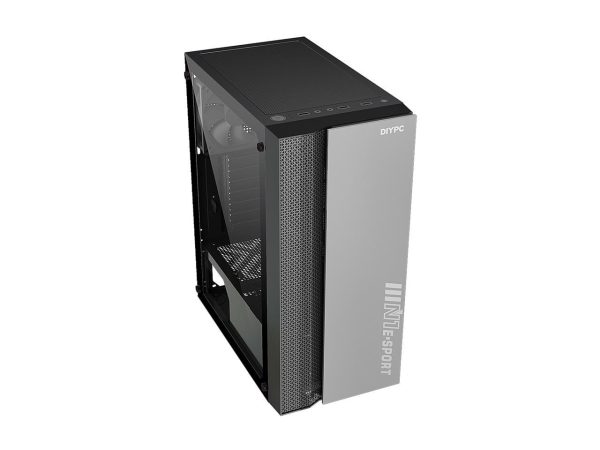 DIYPC DIY-S08-BK Black USB 3.0 Steel / Tempered Glass ATX Mid Tower Computer Case, 1 x 120mm Fan x Rear (Pre-Installed) - Image 5