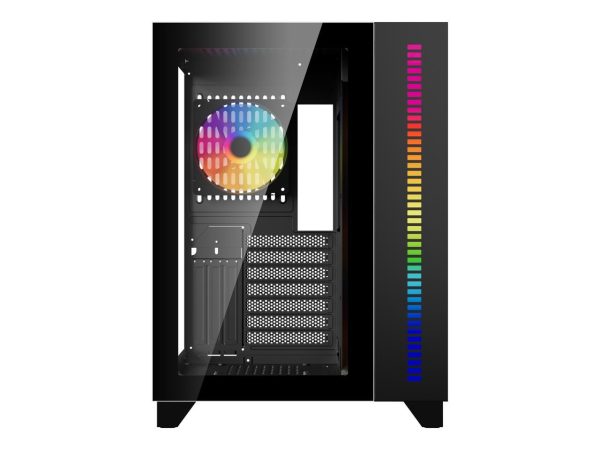 DIYPC ARGB-Q10-BK Black USB3.0 ATX Mid Tower Gaming Computer Case w/ Dual Tempered Glass Panel and 4 x ARGB 120mm Fans (Pre-Installed) - Image 3