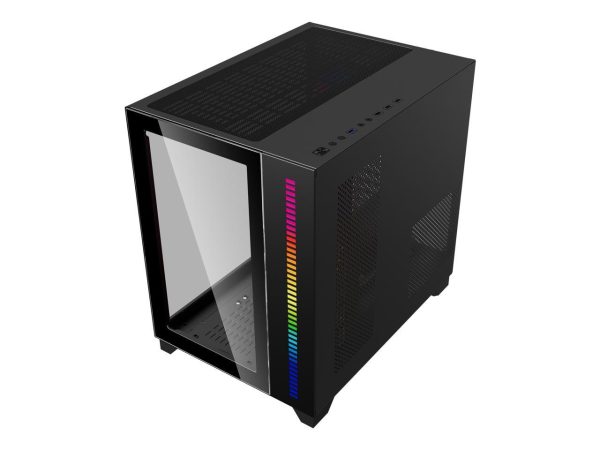 DIYPC ARGB-Q10-BK Black USB3.0 ATX Mid Tower Gaming Computer Case w/ Dual Tempered Glass Panel and 4 x ARGB 120mm Fans (Pre-Installed) - Image 4