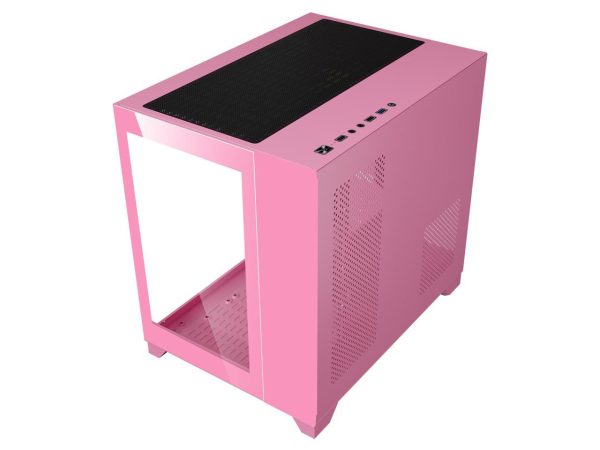 DIYPC ARGB-Q3.v2-Pink Pink USB3.0 Tempered Glass Micro ATX Gaming Computer Case w/ Dual Tempered Glass Panel and 3 x ARGB Fans (Pre-Installed) - Image 5