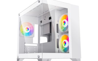 DIYPC DIY-CUBE01-W White USB3.0 Tempered Glass Micro ATX Gaming Computer Case w/ Dual Tempered Glass Panel. Fans Not Included