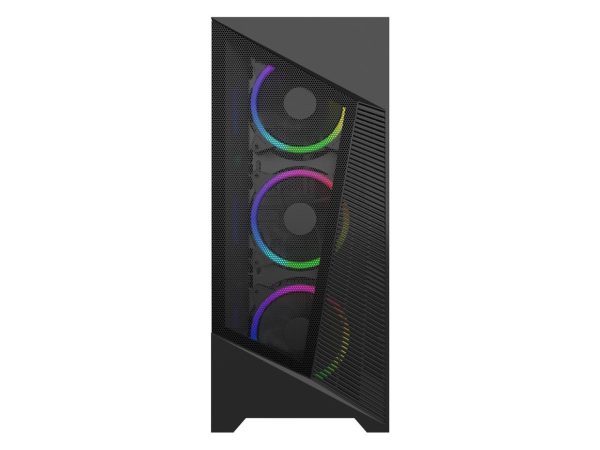 DIYPC Rainbow-Flash-F1-B Black USB 3.0 Steel / Tempered Glass ATX Mid Tower Computer Case, 4 x 120mm Autoflow Rainbow LED Fans (Pre-Installed) - Image 3