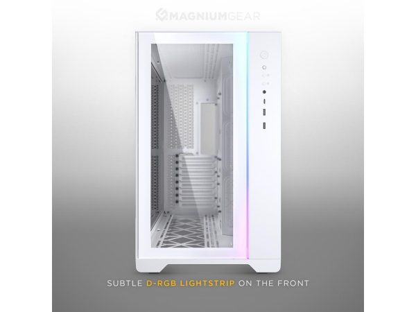 MagniumGear NEO Qube 2, Dual Chamber ATX Mid-tower, Digital-RGB Lighting, Front I/O USB Type C, Tempered Glass Panels, White - Image 3