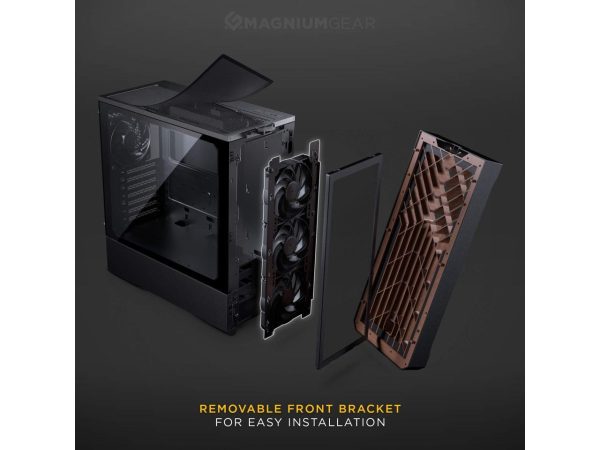 MagniumGear Neo Air 2 ATX Mid-tower, High Airflow wood texture front panel design, 4x 120 Black fans, Tempered Glass, Black - Image 4