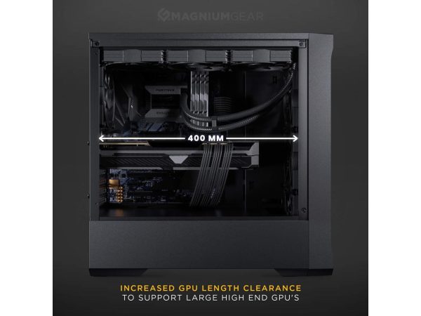 MagniumGear Neo Air 2 ATX Mid-tower, High Airflow wood texture front panel design, 4x 120 Black fans, Tempered Glass, Black - Image 5