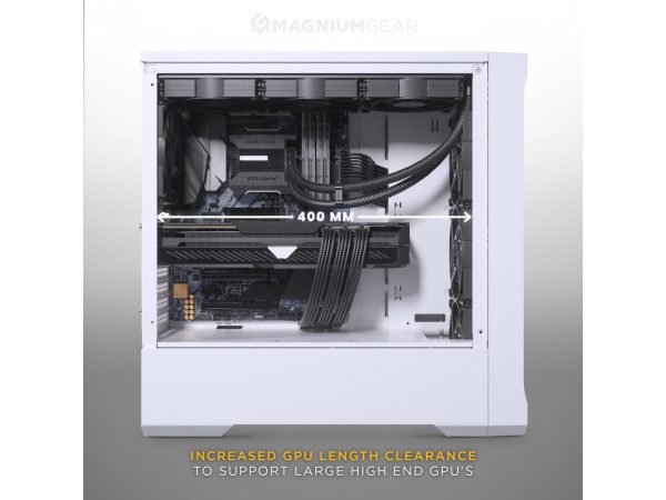 MagniumGear Neo Air 2 ATX Mid-tower, High Airflow wood texture front panel design, 4x 120 Black fans, Tempered Glass, White - Image 5