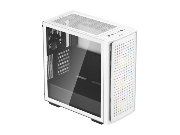 DeepCool CK560 WH Mid-Tower ATX Case, Airflow Front Panel, Full-Size Tempered Glass Window, 3x 120mm ARGB Fans, 1x 140mm Fan, E-ATX Motherboard Support, Front I/O USB Type-C, White - Image 3