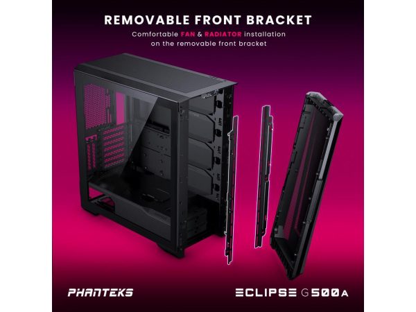 Phanteks Eclipse G500A D-RGB Fanless Edition, High Performance Mid-Tower Case, Mesh Front Panel, Integrated D/A-RGB Lighting, Tempered Glass Window, Black - Image 3