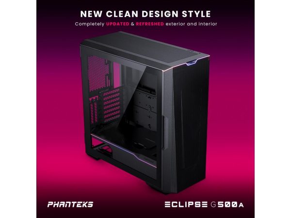 Phanteks Eclipse G500A D-RGB Fanless Edition, High Performance Mid-Tower Case, Mesh Front Panel, Integrated D/A-RGB Lighting, Tempered Glass Window, Black - Image 5
