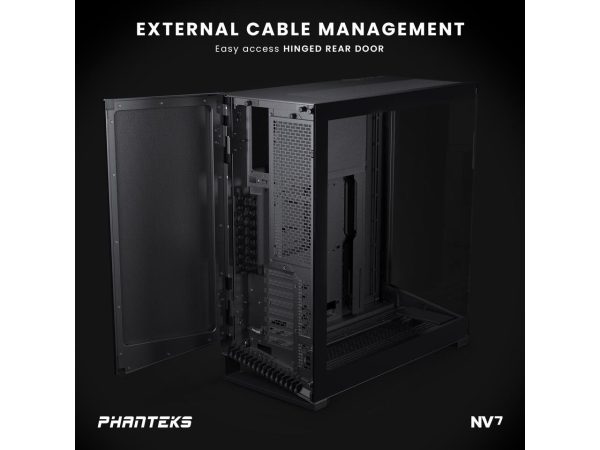 Phanteks NV7, Showcase Full-Tower Chassis, High Airflow Performance, Integrated D/A-RGB Lighting, Seamless Tempered Glass Design, 12 Fan Positions, Black - Image 5