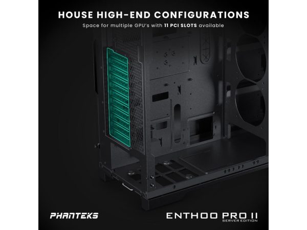 Phanteks Enthoo Pro 2 Server Edition – SSI-EEB Motherboard support, 11-PCI slots, 15x fan positions, Closed Panel with Mesh, Black - Image 3