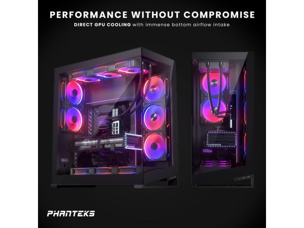 Phanteks NV9, Showcase Full-Tower Chassis, High Airflow Performance, Integrated D/A-RGB Lighting, Seamless Tempered Glass Design, 11x 140mm Fan Positions, Black - Image 3