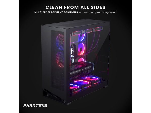 Phanteks NV9, Showcase Full-Tower Chassis, High Airflow Performance, Integrated D/A-RGB Lighting, Seamless Tempered Glass Design, 11x 140mm Fan Positions, Black - Image 4