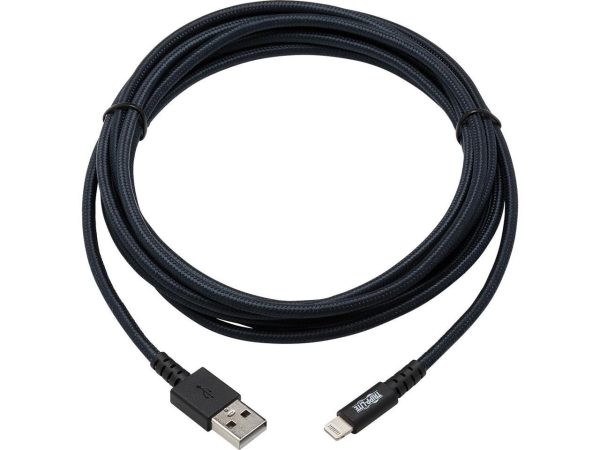 Tripp Lite M100-010-GY-MAX Heavy-Duty USB Sync / Charge Cable with Lightning Connector - M/M, USB 2.0, UHMWPE and Aramid Fibers, Gray, 10 ft. (3 m) - Image 3
