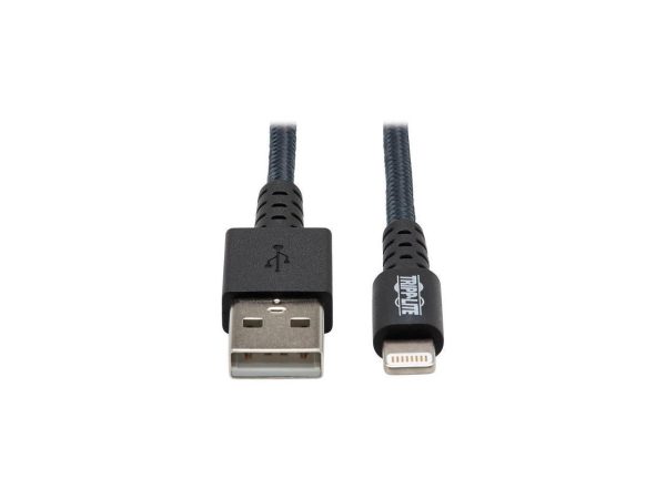 Tripp Lite M100-010-GY-MAX Heavy-Duty USB Sync / Charge Cable with Lightning Connector - M/M, USB 2.0, UHMWPE and Aramid Fibers, Gray, 10 ft. (3 m)
