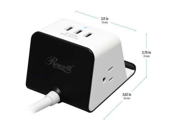 Rosewill Qi-Compatible Wireless Charging Station Surge Protector Power Strip, 300 Joules, 3 USB Ports, 2 AC Outlets, 3.3 Feet Extension Cord, RHSP-19002 - Image 4