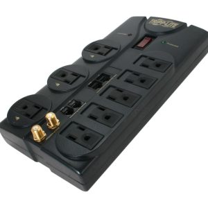 Tripp Lite Surge Protector Power Strip 120V 8 Outlet RJ11 RJ45 Coax 10' Crd 3240 Joule - 8 x NEMA 5-15R - 1800 VA - 3240 J - 120 V AC Input - 120 V AC Output - Network, Cable TV/Satellite