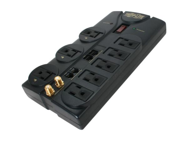 Tripp Lite Surge Protector Power Strip 120V 8 Outlet RJ11 RJ45 Coax 10' Crd 3240 Joule - 8 x NEMA 5-15R - 1800 VA - 3240 J - 120 V AC Input - 120 V AC Output - Network, Cable TV/Satellite