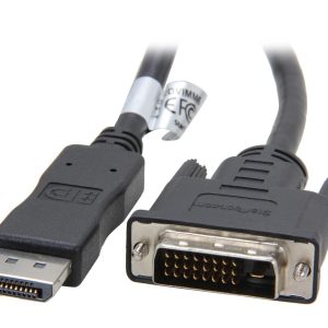 StarTech.com DP2DVIMM6 6 ft. Black Connector A: 1 - DisplayPort (20 pin) Male

Connector B: 1 - DVI-D (25 pin) Male Video Converter Cable Male to Male
