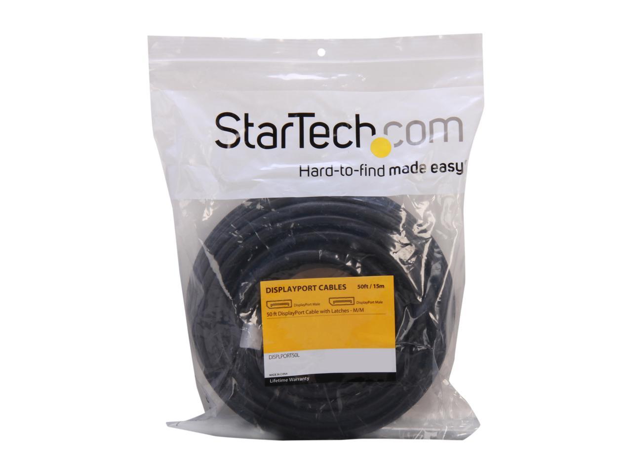 StarTech.com DISPLPORT50L 50 ft(15.24m) Black 1 x DisplayPort Male to 1 x DisplayPort Male DisplayPort Cable with Latches - M/M Male to Male - Image 3