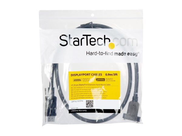 StarTech.com DPPNLFM3PW 3 ft. Black Connector A: DisplayPort Male Connector B: DisplayPort Female Powered DisplayPort Panel Mount Cable with Power Male to Female - Image 3