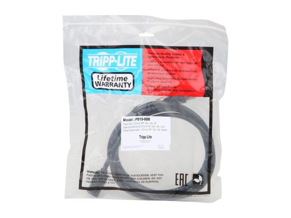 Tripp Lite Model P019-008 8 ft. Heavy Duty 14AWG Power Cord, 5-15P - to - C15 - Image 3