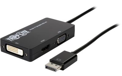 Tripp Lite P136-06N-HDV-4K DisplayPort 1.2 to VGA/DVI/HDMI All-in-One Converter Adapter, 4K x 2K HDMI