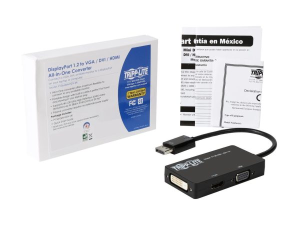 Tripp Lite P136-06N-HDV-4K DisplayPort 1.2 to VGA/DVI/HDMI All-in-One Converter Adapter, 4K x 2K HDMI - Image 3