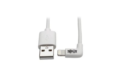 Tripp Lite Lightning to USB Sync Charge Right-Angle iPhone iPad White 6ft (M100-006-LRA-WH)