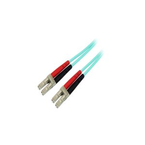 StarTech.com 450FBLCLC5 Aqua OM4 Duplex Multimode Fiber – 16 ft / 5m – 100 Gb – 50/125 – OM4 Fiber – LC to LC Fiber Patch Cable