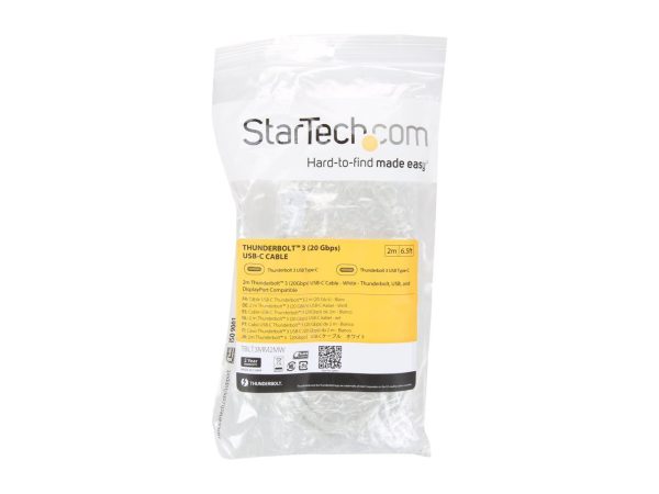StarTech.com TBLT3MM2MW Thunderbolt 3 Cable - 6 ft / 2m - White - 4K 60Hz - USB C Charger - USB C to USB C Cable - USB-C Charge Cable - Image 3