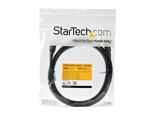 StarTech.com DP14MM3M DisplayPort 1.4 Cable - 9.8 ft / 3m - VESA Certified - 8K@60Hz - HBR3 - HDR - DP to DP Monitor Cable - 8K DisplayPort Cable - Image 4