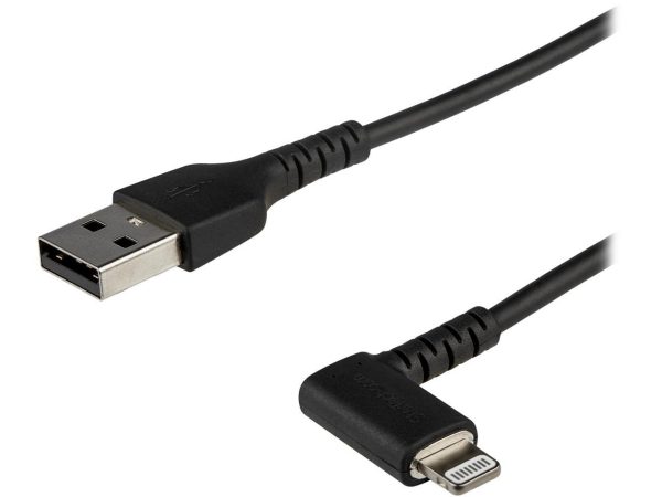 StarTech.com RUSBLTMM1MBR 1m / 3.3ft Angled Lightning to USB Cable - Heavy Duty MFI Certified Lightning Cable - Black - USB to Lightning (RUSBLTMM1MBR)
