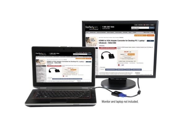 StarTech.com HD2VGAE2 HDMI to VGA Adapter - 1080p - 1920 x 1080 - Black - HDMI Converter - VGA to HDMI Monitor Adapter - 1 pack - Image 5
