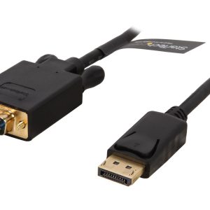 StarTech.com DP2VGAMM3B 3 ft. Black DisplayPort (20 pin) Latching to  VGA (15 pin; High Density D-Sub) Black DisplayPort to VGA Adapter Converter Cable - DP to VGA 1920 x 1200 Male to Male