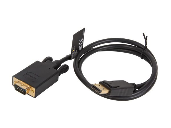 StarTech.com DP2VGAMM3B 3 ft. Black DisplayPort (20 pin) Latching to  VGA (15 pin; High Density D-Sub) Black DisplayPort to VGA Adapter Converter Cable - DP to VGA 1920 x 1200 Male to Male - Image 2