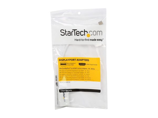 StarTech MDP2HD4KSW Mini DisplayPort to HDMI 4K Audio / Video Converter - mDP 1.2 to HDMI Active Adapter for MacBook Pro/Air  - 4K @ 30 Hz - White - Image 3