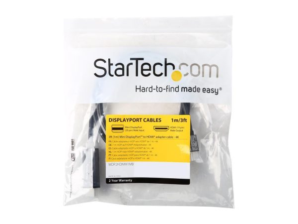 StarTech.com Model MDP2HDMM1MB Mini DisplayPort to HDMI converter cable - 4K Male to Male - Image 3