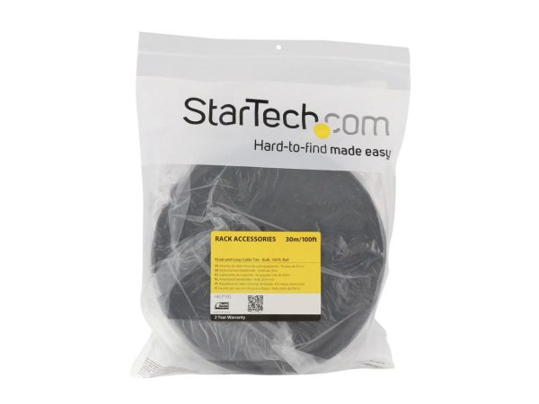 StarTech HKLP100 Hook-and-Loop Cable Management Tie - 100 ft. Bulk Roll - Black - Cut-to-Size Cable Wrap / Straps - Image 3