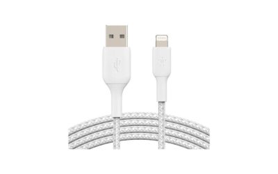 BELKIN CAA002bt2MWH White Braided Lightning to USB Cable, MFi-Certified iPhone Charging Cord