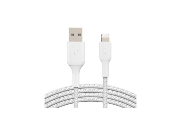 BELKIN CAA002bt2MWH White Braided Lightning to USB Cable, MFi-Certified iPhone Charging Cord - Image 2