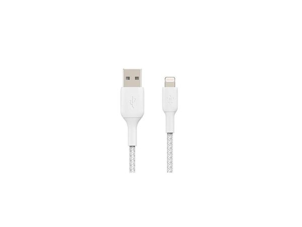 BELKIN CAA002bt2MWH White Braided Lightning to USB Cable, MFi-Certified iPhone Charging Cord - Image 5