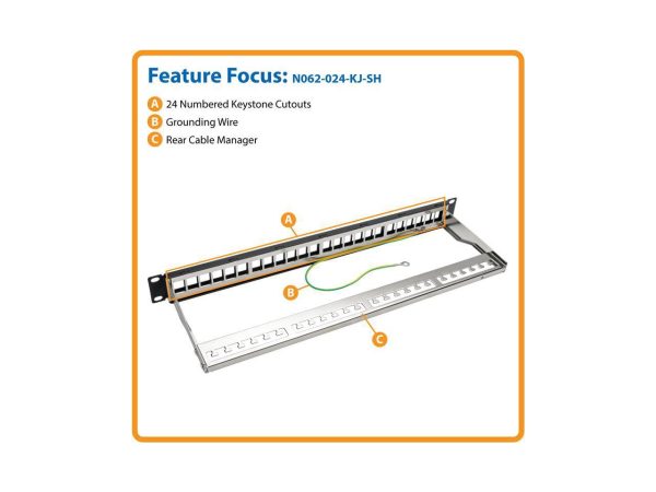 TRIPP LITE N062-024-KJ-SH 1U Rack-Mount Shielded Blank Keystone/Multimedia Patch Panel, RJ45 Ethernet, USB, HDMI, Cat5e/6 - Image 4